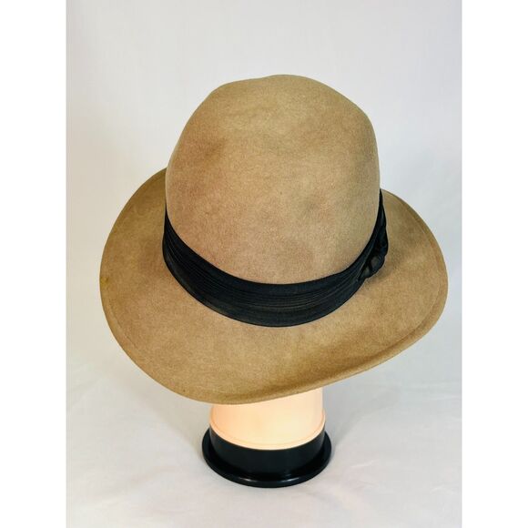 Vintage Lancaster Unisex Wool Felt Wide Brim Hat Fedora Taupe main image 9